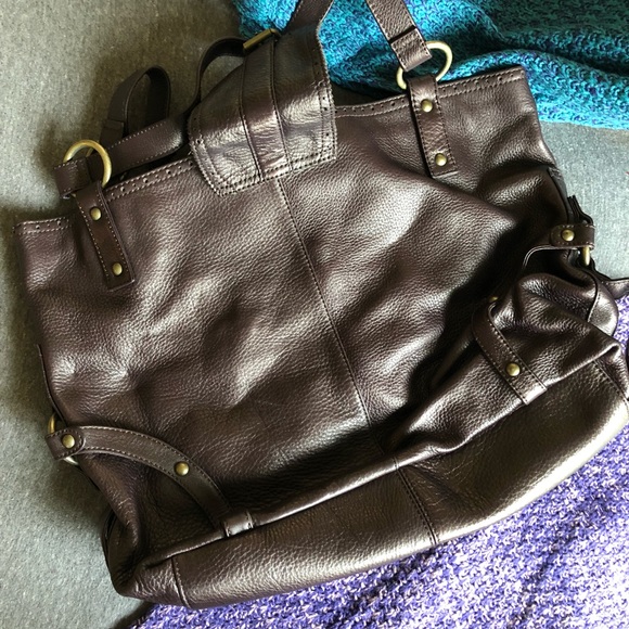 Large leather dark brown/plum HOBO bag - Picture 2 of 8